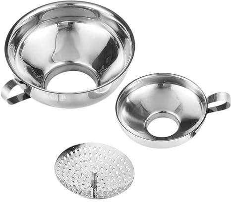 Imbuto per conserve in acciaio , 2 pezzi, set di imbuti da cucina, pratico imbuto di riempimento per marmellata, olio di zucchero, farina, polvere di grani, liquidi, soluzione di riempimento