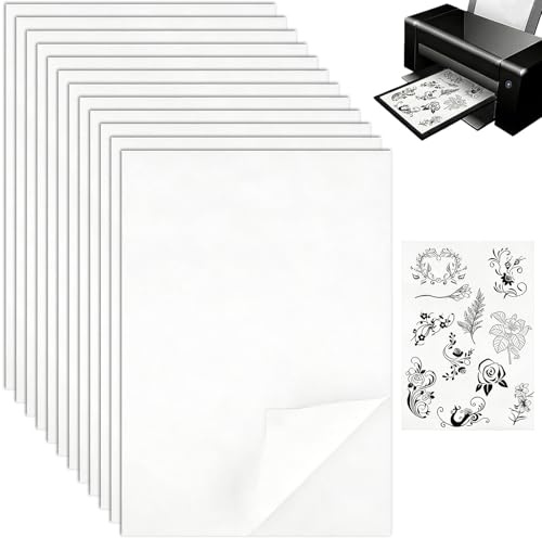 JININOSEU 12 PCS A4 (29,7x21cm) Stickvlies Wasserlöslich Selbstklebend, Bedruckbare Stickpapier Wasserlöslich für Drucken Handbemalt Bestickt