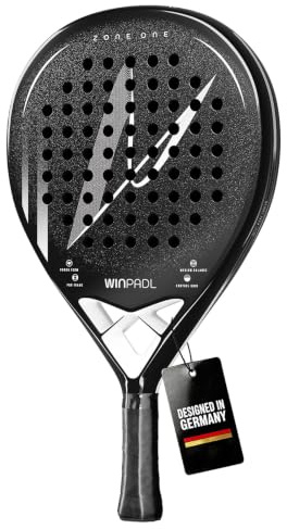 WINPADL Zone ONE – padelracket av kolfibrer – exakt kontroll och kraftfulla – grov yta – hållbar kvalitet – för kvinnor och män (vit)