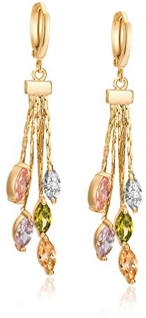 YAZILIND Zarte Vergoldete Inlay Bunte Zirkon Baumeln Ohrringe Für Frauen