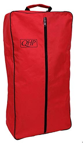 QHP Trensentasche Oxford Stoff mit Reißverschluss, Griff Kettband innen (Rot/Schwarz)