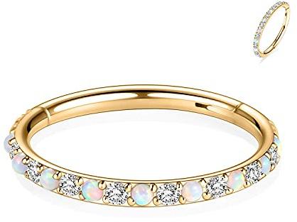 Opal CZ Conch Hoop Ring Septum Schmuck Türkis Nahtloser Clicker Ring Daith Ohrringe Chirurgischer Stahl Turm Tragus Conch Piercing Schmuck Kleiner Hoop Ohrring Nasenring 20G 18G 16G 14G 12G