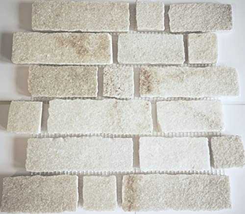 Mosaik Fliese Schiefer Naturstein weiß mit beige Stich für BODEN WAND BAD WC DUSCHE KÜCHE FLIESENSPIEGEL THEKENVERKLEIDUNG BADEWANNENVERKLEIDUNG Mosaikmatte Mosaikplatte