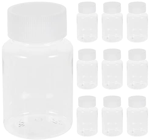 EXCEART 10pcs Plastic Clear Pill Bottles 80ml PET Container Bottles Pill Dispenser Empty Capsule Container Tablet Storage Holder Refillable Tablet Storage Holder for Dispense Different Items