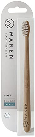 Waken, x1, vit mjuk borst bambu tandborste, biologiskt nedbrytbart naturligt bambuhandtag, eko tandborste mjuk, miljövänliga tandborstar, bambu vegan tandborste