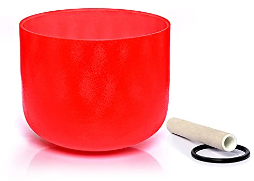 TERRITORY C Note Klangschale Wurzelchakra, rot, Quarzkristall, mattiert, 20,3 cm