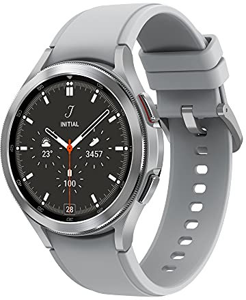 Samsung Galaxy Watch4 Classic, Runde Bluetooth Smartwatch, Wear OS, drehbare Lünette, Fitnessuhr, Fitness-Tracker, 46 mm, Silver