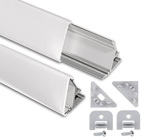 .one-bath LED Aluminium Eckprofil 6 Meter I LED Alu Profile 45 Grad I Aluminiumprofil für LED Stripes I Lichtleiste I 6x 1m Komplettset