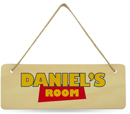 Print Maniacs Door Wall Hanging Personalised Bedroom Sign Kids Child Children's Room Home Dinosaur Trucks Decoration Gift Own Name (Toy Story)