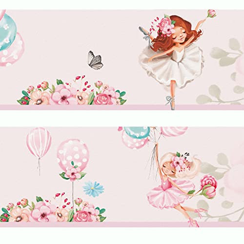 Sunnywall® Wandbordüre Ballerina einzigartiges Design | Baby- Kinderzimmer Dekoration | hochwertiges Tapetenvlies | 400 x 12 cm