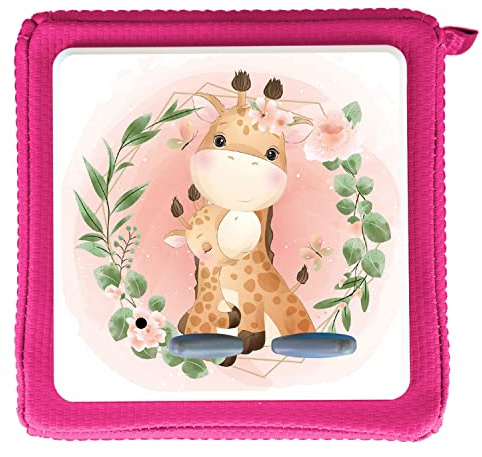 MeinBaby123® Schutzfolie kompatibel mit Toniebox | Schutzcover selbstklebend | Premium Qualität | Aufkleber passgenau I Folie Sticker I Toniebox Zubehör (Giraffen im Blumenkranz)