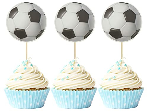 Gyufise 36Pcs Soccer Ball Cupcake Toppers Sports Theme Football Cupcake Food Picks for Sport Balls Theme Baby Shower Wedding Birthday Party Cake Decorations Supplies