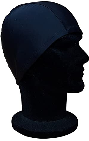 CHEX elastisk kvalitet spandex stretchig solid färg anti-slitage lätt passform enkel icke vattentät dra på simmössa mössa en storlek passar alla åldrar 3+ år (svart)