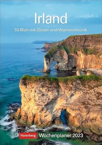 Irland-Wochenplaner 2023-Harenberg-Verlag-Wochenkalendarium-53 Blatt mit wundervollen Aufnahmen und Zitaten-Wandkalender mit Platz zum Eintragen-25 cm x 35,5 cm-Küchenkalender, multicolor