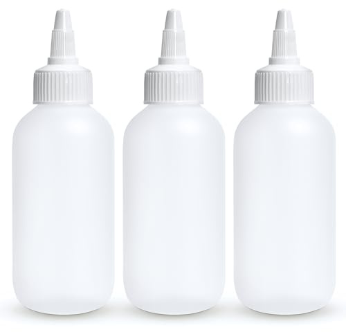 BRIGHTFROM Condiment Squeeze Bottles - 4 OZ Squirt Empty Bottles, Twist Top Cap, Leak Proof - Great for Ketchup, Mustard, Syrup, Sauces, Dressing, Oil, Arts and Crafts, BPA-FREE Plastic - 3 PACK