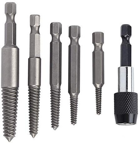 Juego de Extractores de Tornillos de 6 Piezas, Extractor de Tornillos Rotos sin Cabeza Stud Extractor set Dañados Juego de Extractores de Tornillos con Mandril