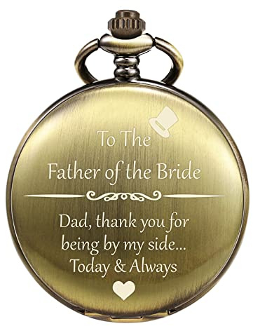 TREEWETO Mens Engraved Pocket Watch for Groom Father Dad of The Bride Groom Gifts Engraved Pocket Watches Gift for Wedding
