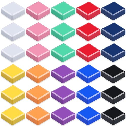 ZDZBLX Magnete für Magnettafel - 30 Stück 10 Farben Kühlschrankmagnete, Starke Mini Magnete für Whiteboard, Kühlschrank, Magnetwand, Karten, Quadrate Bunte Magnet mit Starkem Halt, Kleine Tafelmagnete