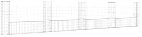 vidaXL Gabionenkorb U-Form mit 5 Säulen Gabione Gabionen Steinkorb Steingabionen Sichtschutz Drahtkorb Wand Mauer Drahtzaun Eisen 500x20x100cm