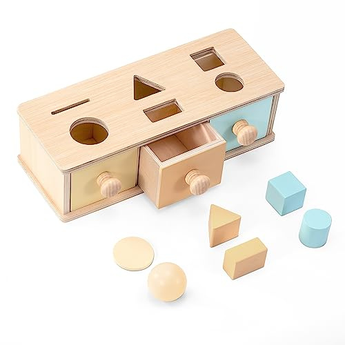 Wisplye Montessori Spielzeug ab 1 Jahr, Formsortierung Spielzeug, Holz Sortierspiel Objekt Permanenz Box Baby Pädagogische Spielzeug Motorikspielzeug Geschenk für Jungen Mädchen 2 3 4 5 Jahr