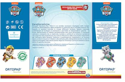 MASTER AID Ortopad PAW PATROL Medium - Cerotti Colorati Oculari per Bambini - Cerotto Occlusore Occhio Bambini per il Trattamento di Occhio Pigro e Strabismo - 1 Confezione da 20 Pezzi - 7,6 x 5,4 cm