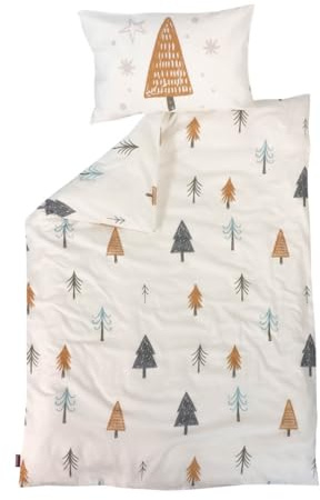 Puckdaddy Kinderbettwäsche-Set Thala - Forest 100x135cm, Weiß