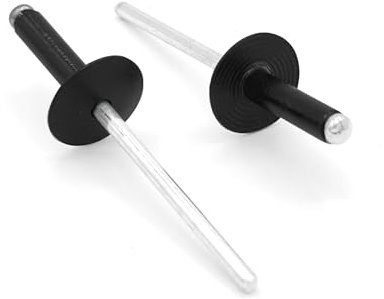 NOLDAR | Rivetti in alluminio con testa larga. 4,8 x 20 mm. Testa da 16 mm. Colore NERO (100 pezzi)
