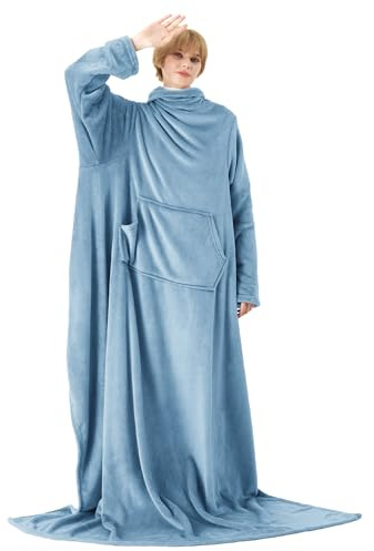 BEDSURE Decke mit Ärmeln Kuscheldecke - Weihnachten Geschenke für Frauen und Männer, Warm Ärmeldecke & Sofadecke für Erwachsene, Flauschige Ganzkörperdecke zum anziehen, Tragbare Decke, 150x200cm