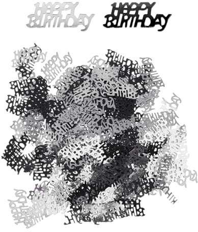 HDGSAFD 30g Happy Birthday-Konfetti, Schwarz, Silber, Kunststoff, Papier, Festlich mit schwarzen und silbernen Pailletten, Geburtstag