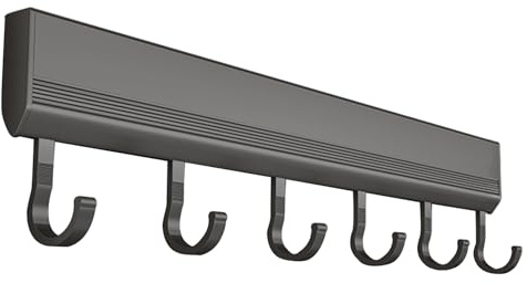 Global-Daily Kitchen Utensils Holder Wall Mounted, Utensil Rack with Sliding Hooks, Self Adhesive Utensil Hanging Rail (30cm)