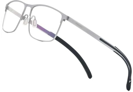 WxuuLTGJR Quadratische Brillenfassungen, Titan-Brillenfassungen für Herren, rutschfeste Silikon-Brillenfassung, minimalistisches Design, stilvolle Brillenfassung