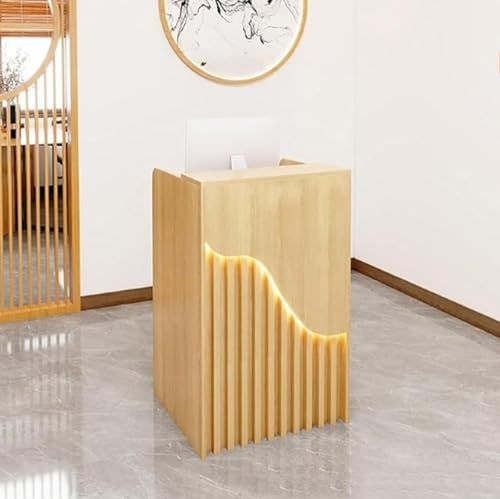 Kleiner Empfangstresen, Kassentheke mit Led-Leuchten und Abschließbarer Schublade, Tragbarer Podiumsständer, Front Desk Empfangstisch Für Kassenbüro, Schönheitssalon, Lobby
