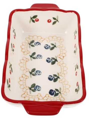SHOWERORO Plat De Cuisson Céramique Rectangulaire Résistant Haute Température Pour Four Micro-ondes Congélateur Avec Poignées Plateau à Rôtir Fromage Et Gratins Vaisselle De Table Décorative
