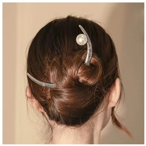 Xduargs Pince À Cheveux Boho Croissant De Lune Barrette Fourche À Cheveux Lune Vintage Grande Épingle À Cheveux Lune Perle Pince À Cheveux Perle Française Accessoires Cheveux Décoratifs(style B)