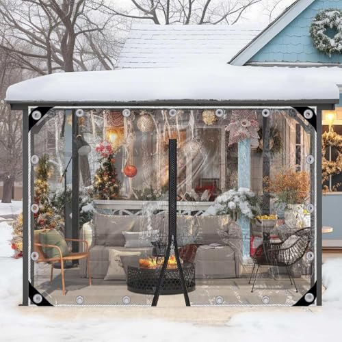 Gazebo Teloni Laterali Trasparenti,Tende Telone Trasparente Impermeabili Con Cerniera,Teloni in Plastica Pvc 0,5mm,Tende Per Eventi e Tendoni Con Occhielli,Tende Antipioggia,W×H-1.5×2m(4.9*6.6ft)
