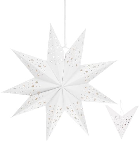 Gatuida Papierstern Laterne Lampenschirme: 45cm Sterne Papier Lampion Abdeckung 3D Hängende Dekoration für Weihnachten Hochzeit Geburtstag Party Weiß