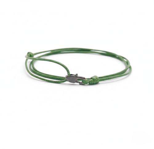 TRIPLE K&S Dünnes Wickel-Armband Herren & Damen mit Karabiner-Haken Verschluss Handmade - Maritimer Surfer Schmuck - Minimalistisches Stoff-Armband - 100% Wasserfest & verstellbar (Army Green)