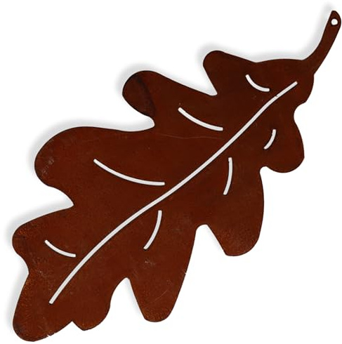 Rostikal Eichenblatt Dekoanhänger – Einzigartiger Edelrost Metallanhänger für Haus & Garten – Handgefertigte Herbstdeko im Vintage Look (5 Blätter)