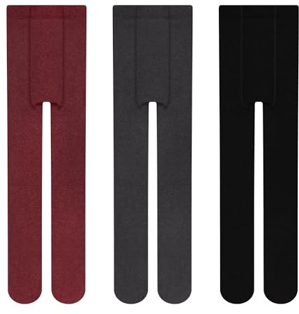 L&K-II 3 paia di collant termici casualmente per ragazze collant per bambini con fodera interna invernali caldi opachi morbidi treggings senza cuciture attillati a vita alta 2784 134-140