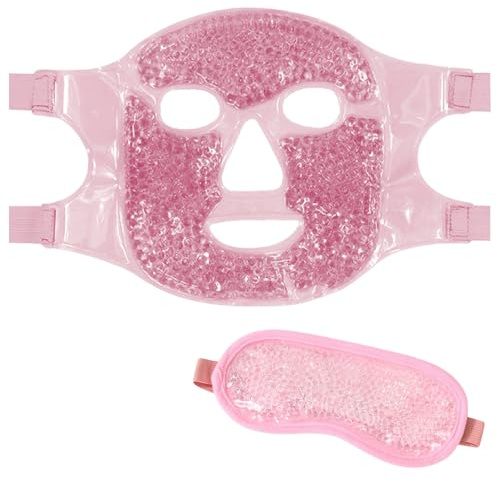 Kühlmaske Gesicht Kühlpads Augen Eismaske Ice Mask Die Kühlende Eis-Augenmaske Kann Als Heiße Kompresse Verwendet Werden, Um Schwellungen im Gesicht und Augenringe zu Reduzieren (Rosa)