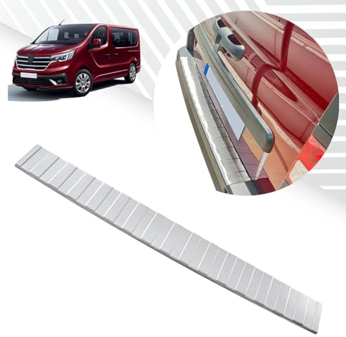 Protection de pare-chocs arrière compatible avec Renault Trafic III | à partir de 2014 + acier inoxydable mat protection pour bord du coffre de chargement