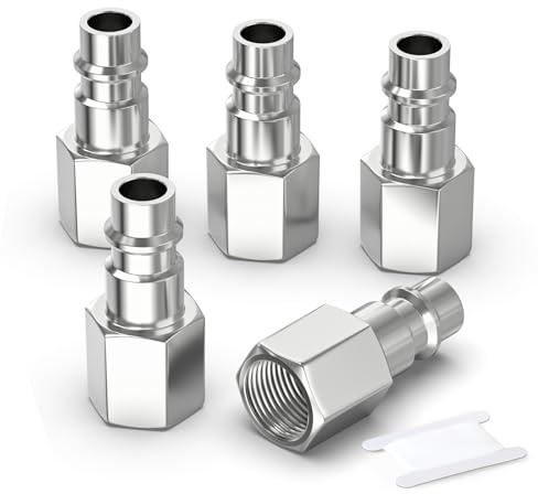 GASHER 5PCS 1/4 BSP Quick Connect Air Plug | Female Thread Euro Compressor Fitting for Air Hose Line Quick-Connect Systems