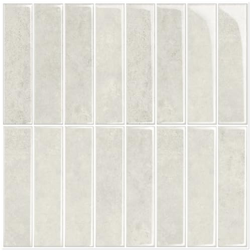 MORCART 3D Fliesenaufkleber Klebefliesen Küche Selbstklebende Backstein Aufkleber für Bad Wandfliesen Kamin Abnehmbar Wasserdicht Gray Almond 10 Stück - MT1384
