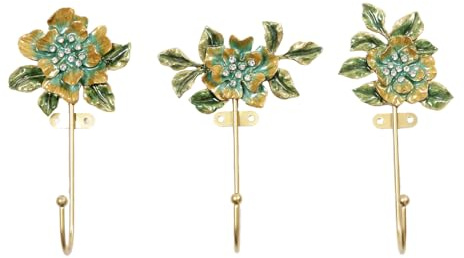 bordorsse Wandhaken im Vintage-Stil, dekorative Kleiderbügel, 3 Stück, Metall-Wandhaken mit Blumenform zum Aufhängen von Mänteln