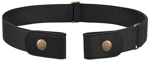 SANSTHS Gürtel Ohne Schnalle Damen Elastischer Stretchgürtel Damengürtel | mit Druckknopf, Schnellverschluss, Schnallenloser Unsichtbare Gürtel, für Jeans, Gummiband, vielseitig