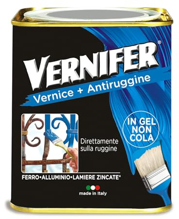 AREXONS - VERNIFER Vernice Brillante Azzurro Mediterraneo 750ml, Smalto Antiruggine, Ottima Pennellabilità, Interno ed Esterno