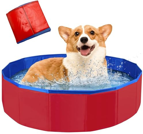 Faltbarer Hundepool,Hundepool Schwimmbad für Hunde | Hunde Planschbecken,Schwimmbecken für Katzen,rutschfeste und Verdickt PVC,Tragbare,für Kleine Hunde Katze,60x20cm