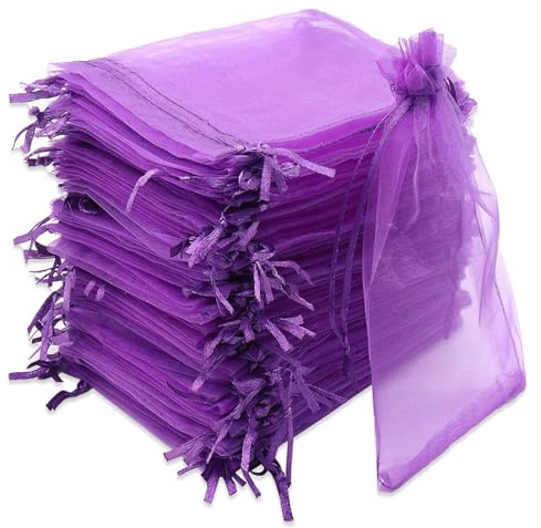 JOOTUEPO 100 Stück Lila Organzasäckchen 7 x 9 cm Organzabeutel, SäckchenGeschenk Schmuck Hochzeit Bonbonsbeutel Für Festival Party Hochzeit Geburtstag Weihnachten