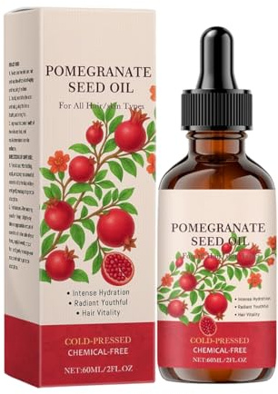 GXGM Huile de Grenade pour Cheveux, 100% Pressée à Froid de Massage pour Corps pour les Femmes,Oil Favorise la Croissance des Cheveux,Visage, Corps, Cheveux, Ongles,60ml