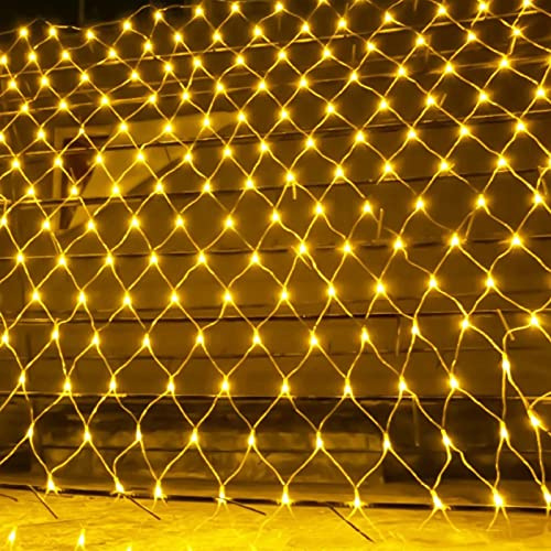 WxiaoD Guirnaldas Neta Luz Exterior LEDs, 3x2m 200LED Luz de Red, 8 Modes Impermeable, Decoracion para Navidad, Fiesta, Patio, Jardin, Blanco cálido